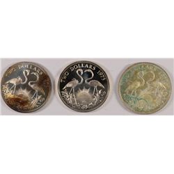 ( 3 ) BAHAMAS $2.00 SILVER COINS, 2.7oz. ASW