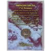 Image 1 : PRINCESS LOUISA 1743 TREASURE SILVER COIN, HISTORY ON BACK OF HOLDER