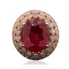 Image 1 : 14KT Rose Gold 12.37ct Ruby and Diamond Ring