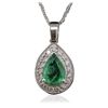 Image 1 : 14KT White Gold 2.01ct Emerald and Diamond Pendant With Chain