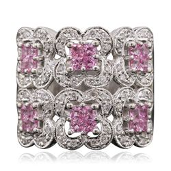 18KT White Gold 0.72ctw Pink Topaz and Diamond Ring