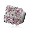 Image 2 : 18KT White Gold 0.72ctw Pink Topaz and Diamond Ring