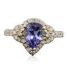 Image 3 : 14KT Yellow Gold 1.44ct Tanzanite and Diamond Ring