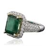Image 2 : 14KT Two-Tone Gold 3.93ct Emerald and Diamond Ring