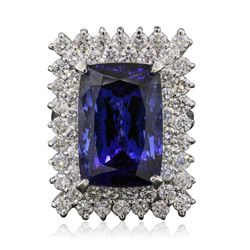 14KT White Gold GIA Certified 17.10ct Tanzanite and Diamond Ring