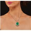 Image 1 : 18KT Yellow Gold 38.31ct Emerald and Diamond Necklace