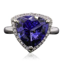 14KT Two-Tone Gold 6.18ct Tanzanite and Diamond Ring