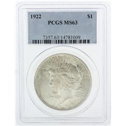 1922 PCGS MS63 Peace Silver Dollar Coin