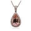Image 4 : 14KT Rose Gold 15.09ct Morganite and Diamond Pendant With Chain