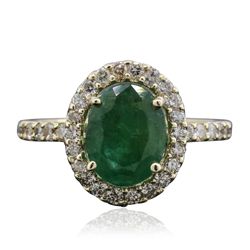 14KT Yellow Gold 1.67ct Emerald and Diamond Ring