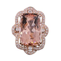 14KT Rose Gold 36.54ct Morganite and Diamond Ring