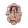 Image 1 : 14KT Rose Gold 36.54ct Morganite and Diamond Ring