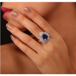 14KT White Gold 5.42ct Tanzanite and Diamond Ring