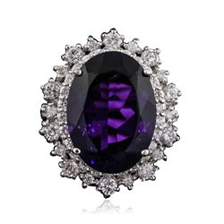 14KT White Gold 10.98ctw Amethyst and Diamond Ring