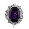 Image 1 : 14KT White Gold 10.98ctw Amethyst and Diamond Ring