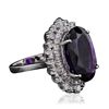 Image 2 : 14KT White Gold 10.98ctw Amethyst and Diamond Ring