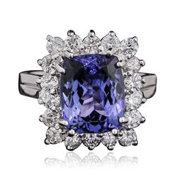 14KT White Gold 5.60ct Tanzanite and Diamond Ring