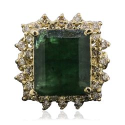14KT Yellow Gold 10.80ct Emerald and Diamond Ring