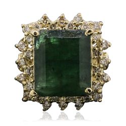 14KT Yellow Gold 10.80ct Emerald and Diamond Ring