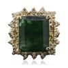 Image 1 : 14KT Yellow Gold 10.80ct Emerald and Diamond Ring