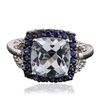 Image 1 : 14KT White Gold 2.54ct Aquamarine, Sapphire and Diamond Ring