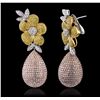 Image 2 : 18KT Three-Tone Gold 12.35ctw Diamond Earrings