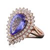 Image 2 : 14KT Rose Gold 6.32ct Tanzanite and Diamond Ring