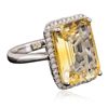 Image 4 : 14KT White Gold 7.33ct Citrine Quartz and Diamond Ring
