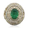 Image 3 : 14KT Yellow Gold 2.58ct Emerald and Diamond Ring