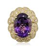 Image 3 : 14KT Yellow Gold 10.46ct Amethyst and Diamond Ring