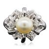 Image 1 : 14KT White Gold Pearl and Diamond Ring