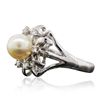 Image 2 : 14KT White Gold Pearl and Diamond Ring