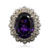 Image 3 : 14KT White Gold 11.11ct Amethyst and Diamond Ring