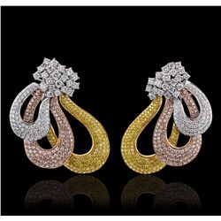 18KT Three-Tone Gold 6.21ctw Diamond Earring