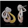 Image 2 : 18KT Three-Tone Gold 6.21ctw Diamond Earring