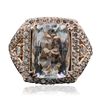 Image 3 : 14KT Rose Gold 7.96ct Aquamarine and Diamond Ring