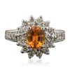 Image 1 : 14KT White Gold 1.25ct Orange Sapphire and Diamond Ring