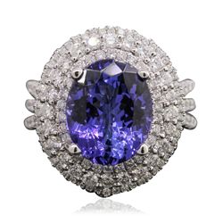 14KT White Gold 5.76ct Tanzanite and Diamond Ring