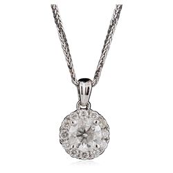 14KT White Gold 1.07ctw Diamond Pendant With Chain