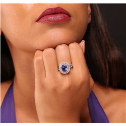 14KT White and Yellow Gold 3.20ct Tanzanite and Diamond Ring