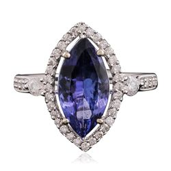 14KT White Gold 3.02ct Tanzanite and Diamond Ring