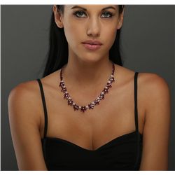 14KT Yellow Gold 52.64ctw Ruby and Diamond Necklace