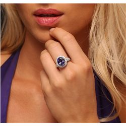 14KT Two-Tone Gold 4.22ct Tanzanite and Diamond Ring