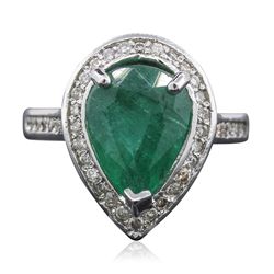 14KT White Gold 4.01ct Emerald and Diamond Ring