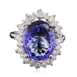 14KT White Gold 6.42ct Tanzanite and Diamond Ring