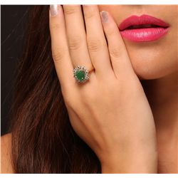 14KT Yellow Gold 1.84ct Emerald and Diamond Ring