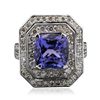 Image 1 : 14KT White Gold 4.29ct Tanzanite and Diamond Ring