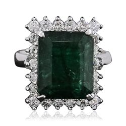 14KT White Gold 7.86ct Emerald and Diamond Ring