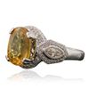 Image 2 : 18KT White Gold 6.69ct Yellow Sapphire and Diamond Ring