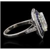 Image 8 : 18KT White Gold 5.52ctw Diamond and Sapphire Ring